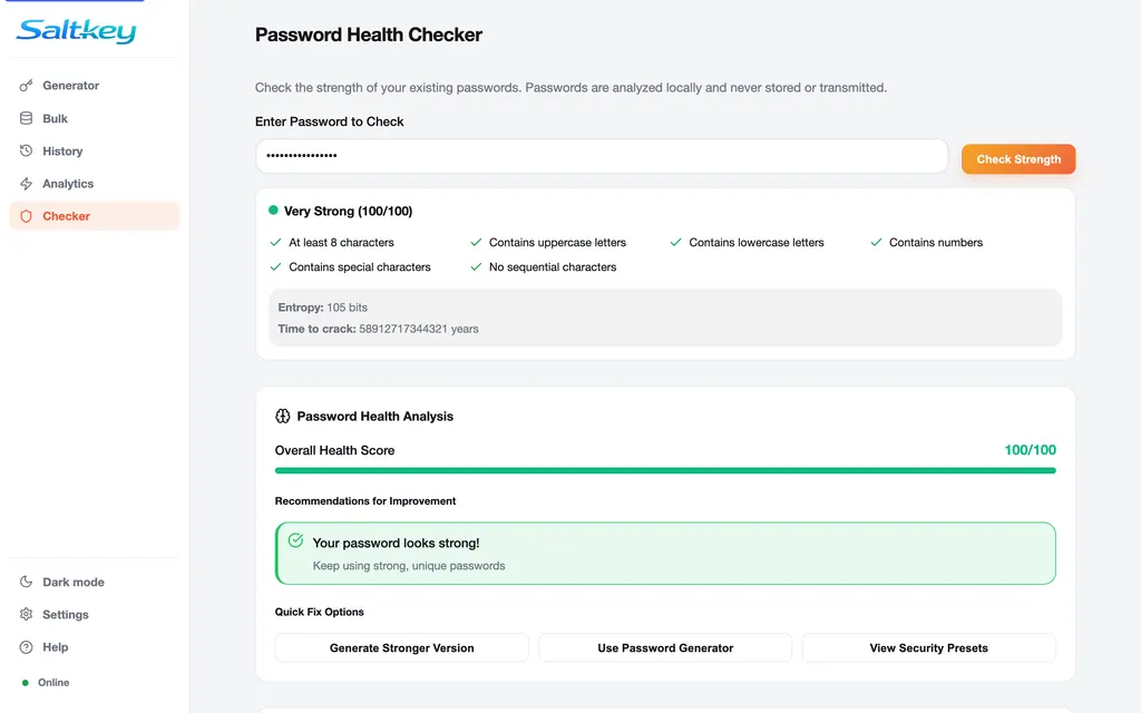 Saltkey strength checker tab